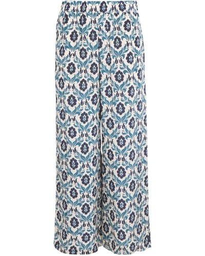 WEEKEND MAX MARA PANTALON CROPPED EN SOIE IMPRIMÉ AVIO