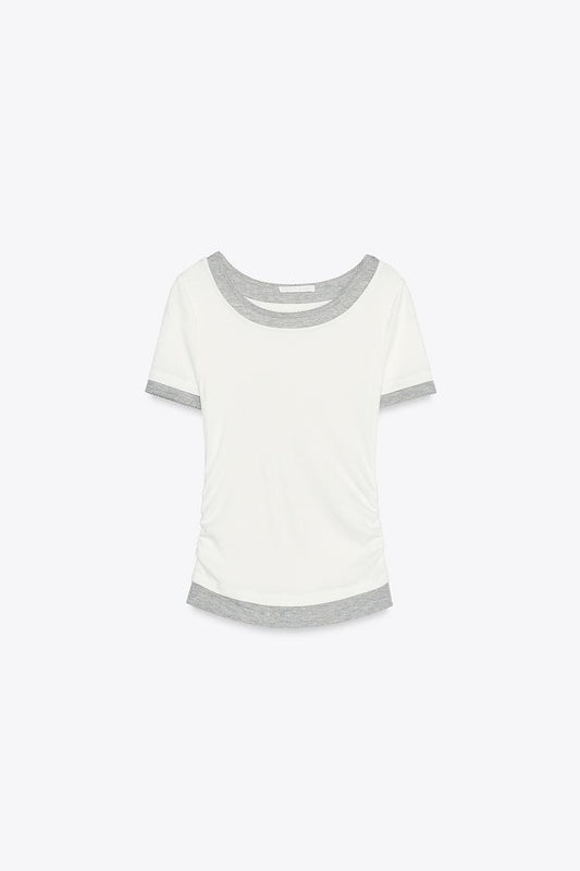 T-SHIRT DOUBLE CÔTELÉ À PLIS