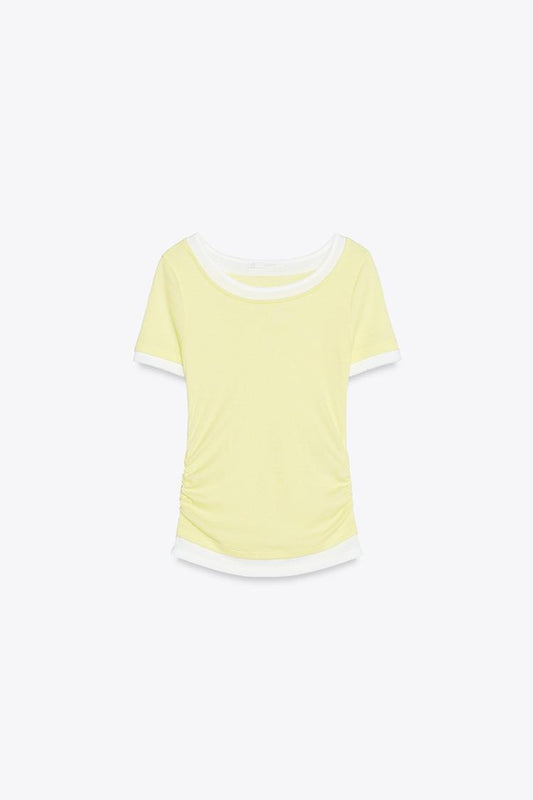 T-SHIRT DOUBLE CÔTELÉ À PLIS