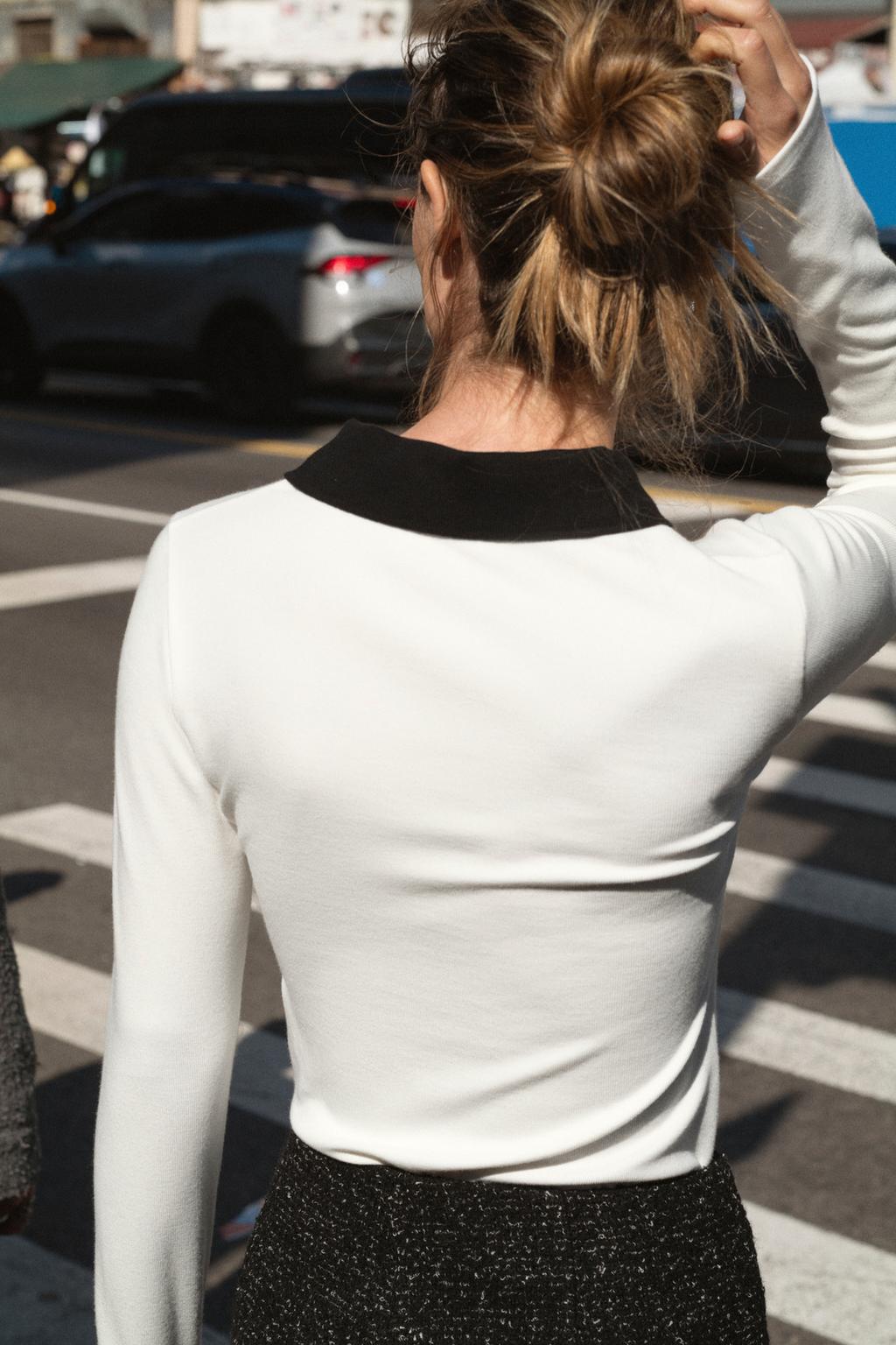 TOP POLO INTERLOCK CONTRASTÉ