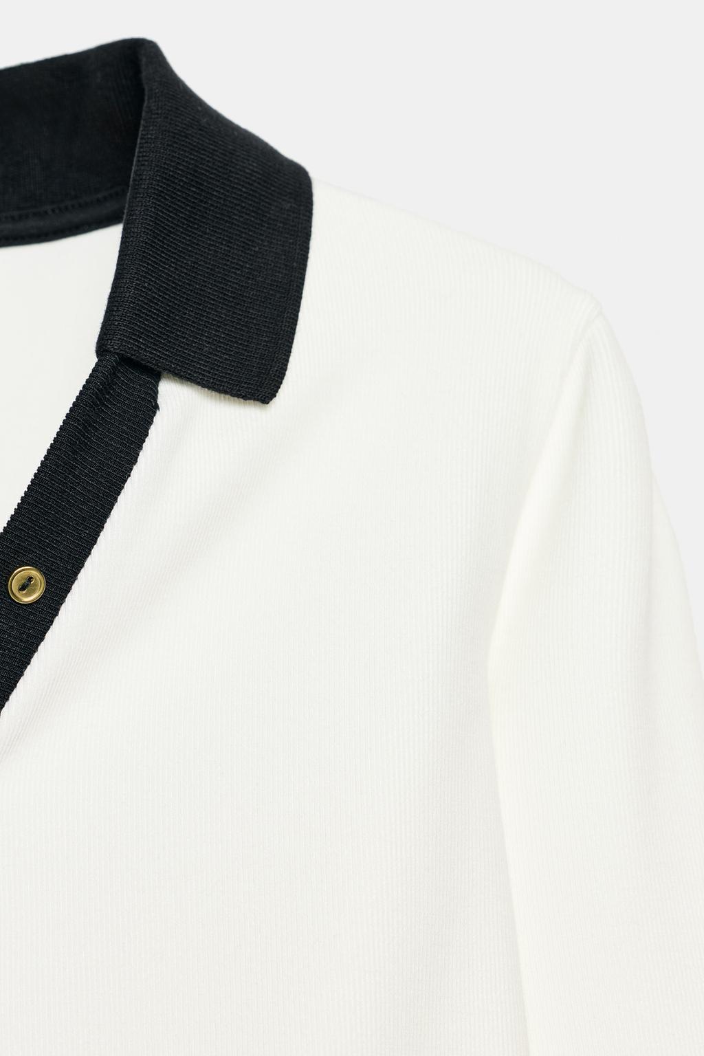 TOP POLO INTERLOCK CONTRASTÉ