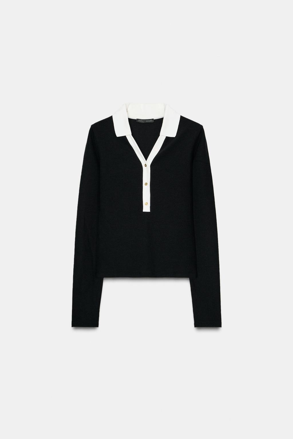 TOP POLO INTERLOCK CONTRASTÉ