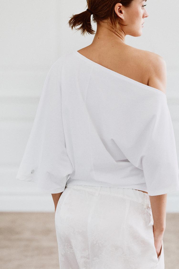 T-SHIRT COL BATEAU BOUTONS