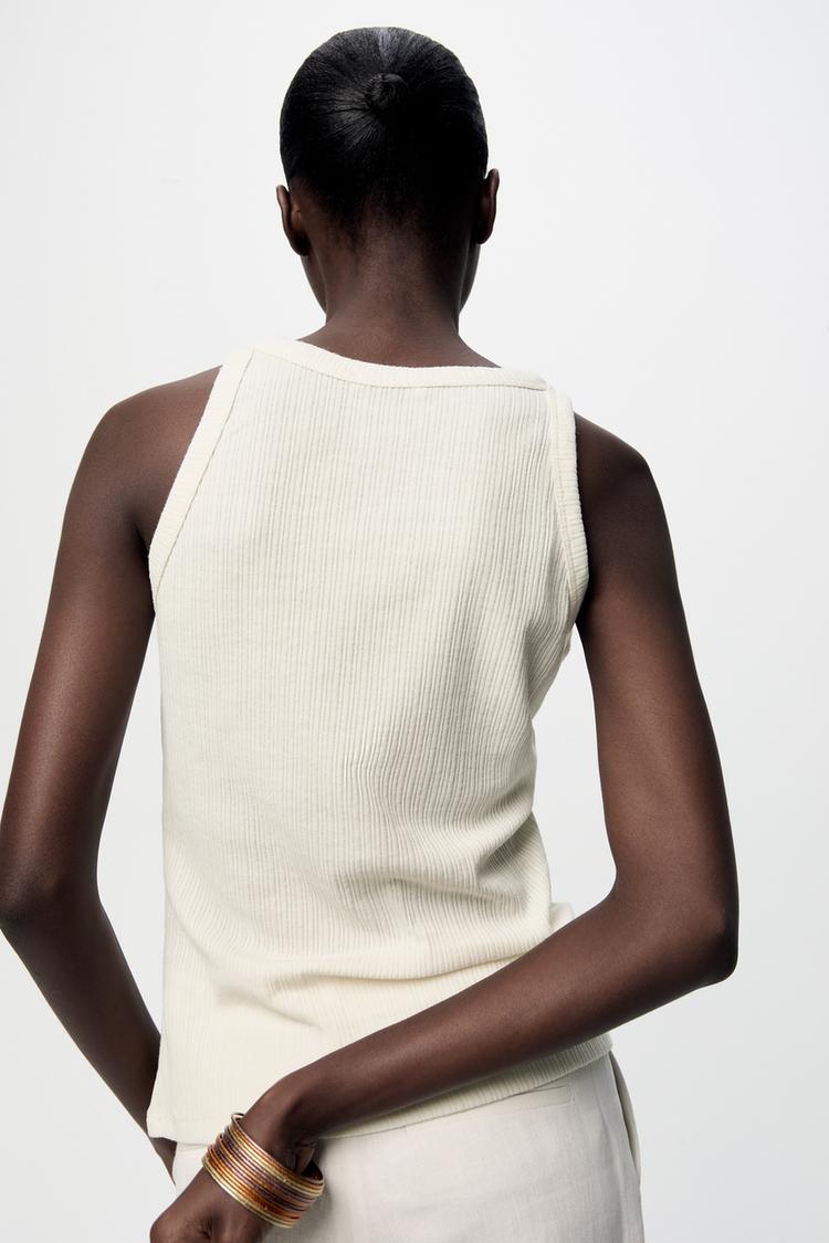 T-SHIRT CÔTELÉ AVEC STRASS