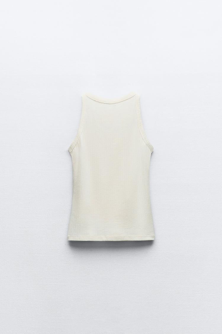 T-SHIRT CÔTELÉ AVEC STRASS