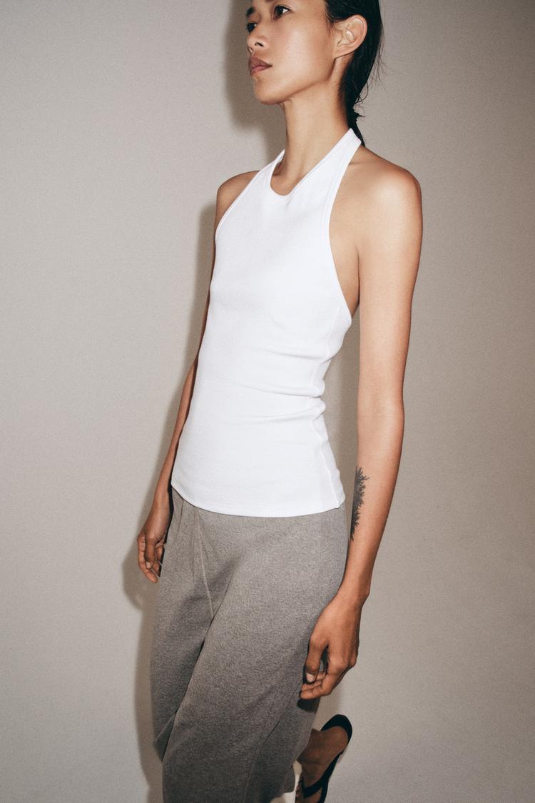 TOP HALTER CÔTELÉ