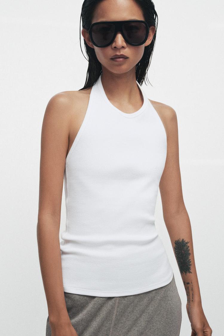 TOP HALTER CÔTELÉ