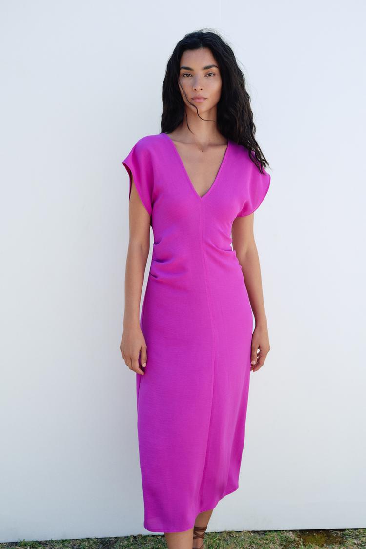 Robe Fluide À Franges Fushia