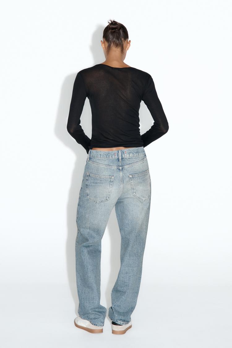 T-SHIRT SEMI-TRANSPARENT À MANCHES LONGUES