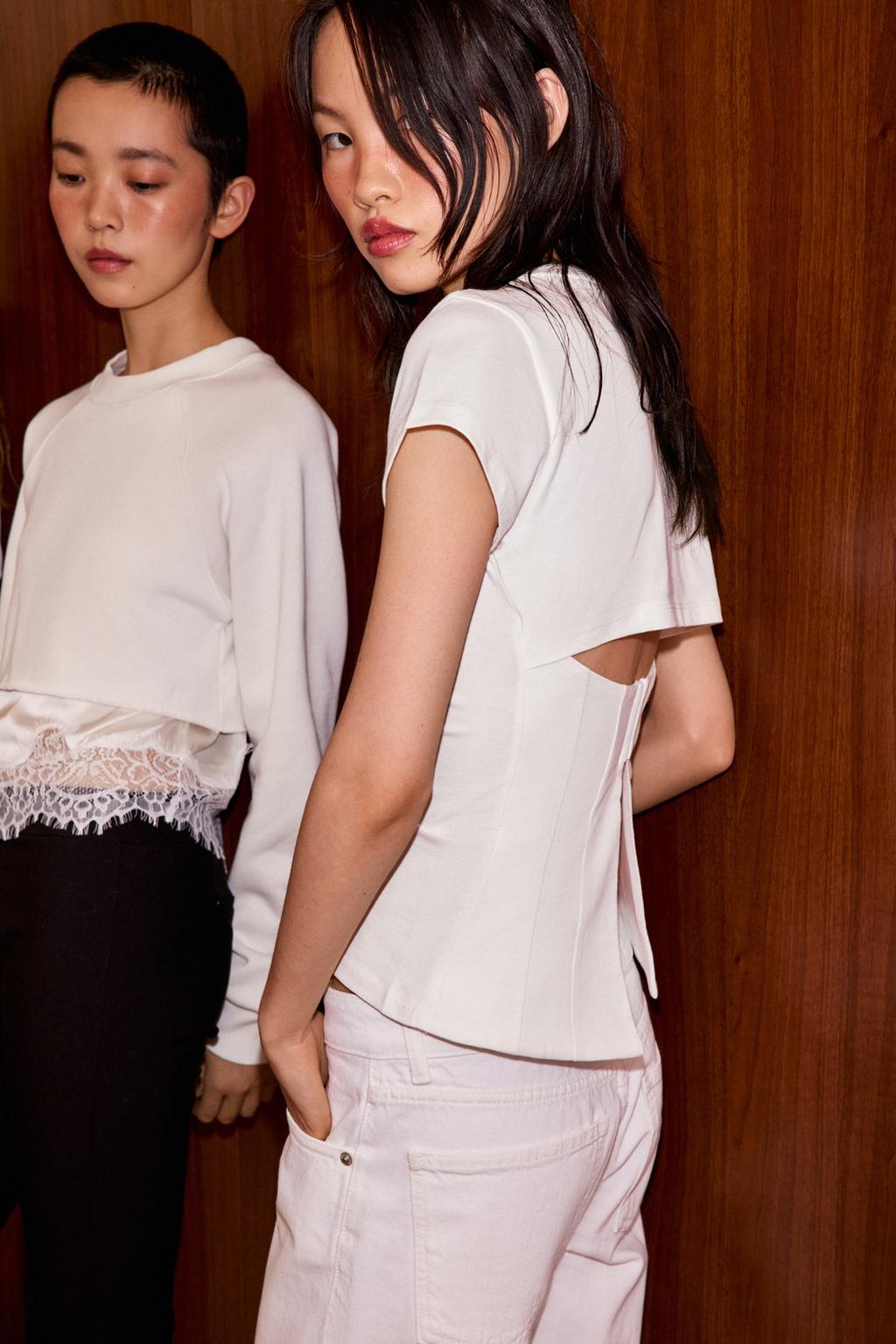 SWEAT CROP DENTELLE BIMATIÈRE