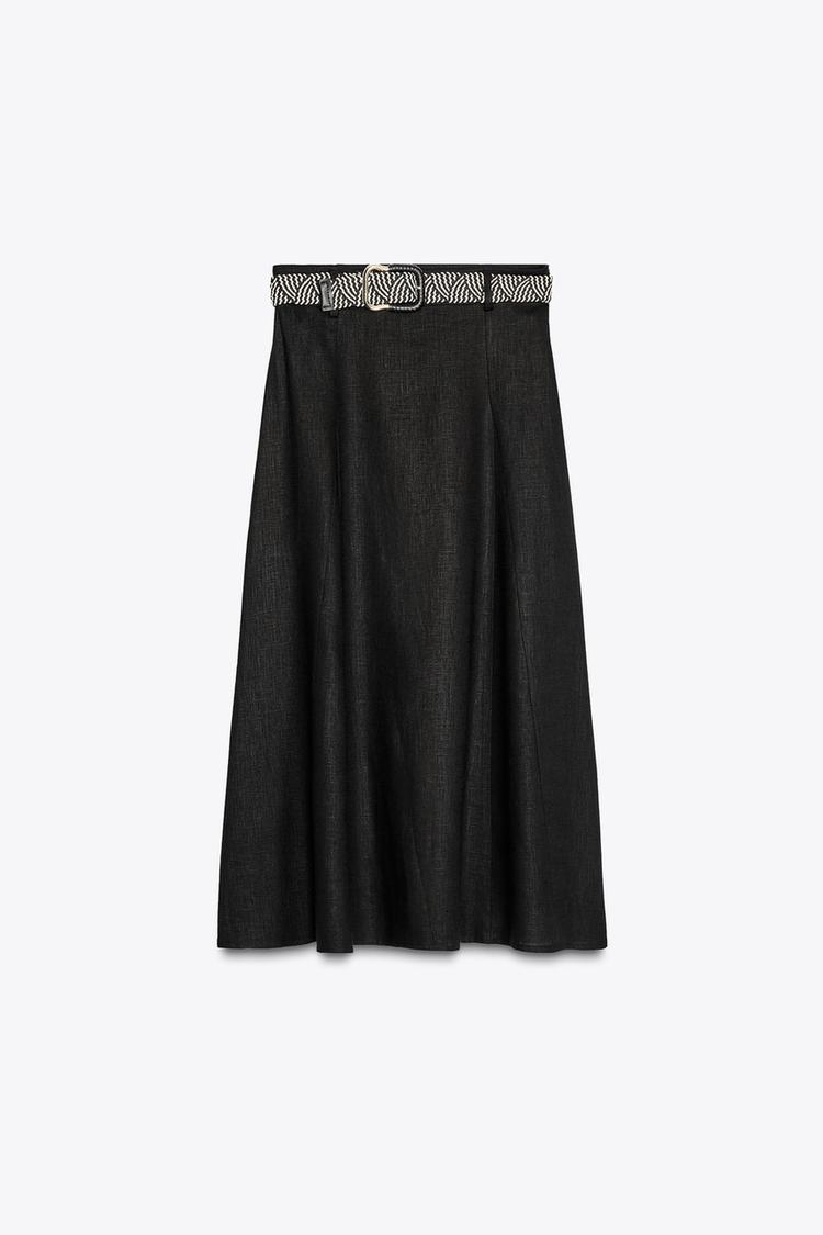 JUPE MIDI SANS CEINTURE EN LIN
