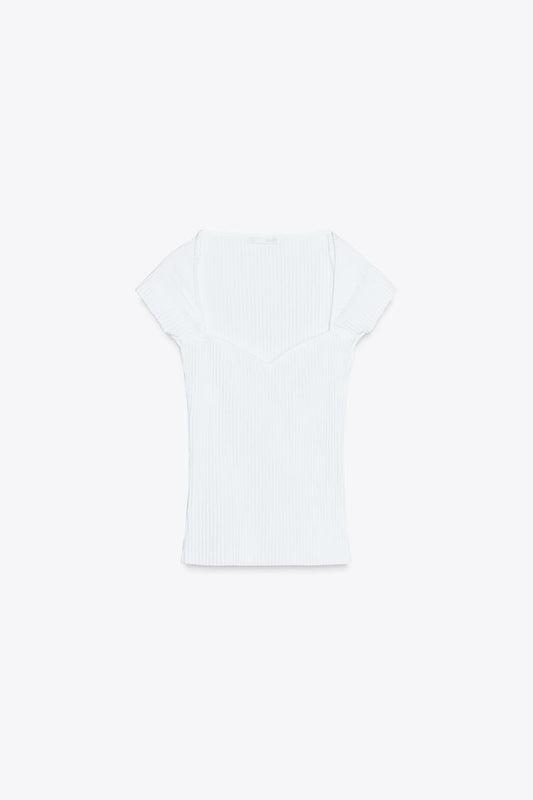 TOP CÔTELÉ DÉCOLLETÉ CŒUR