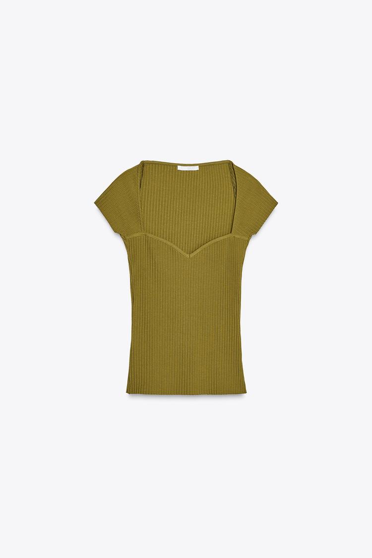 TOP CÔTELÉ DÉCOLLETÉ CŒUR