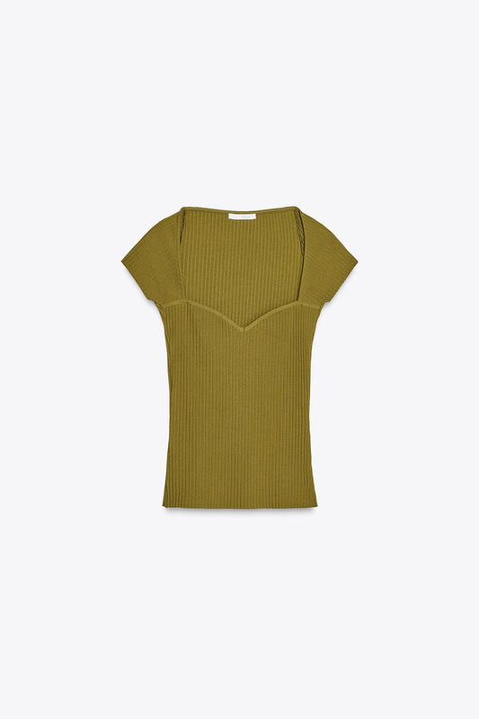 TOP CÔTELÉ DÉCOLLETÉ CŒUR