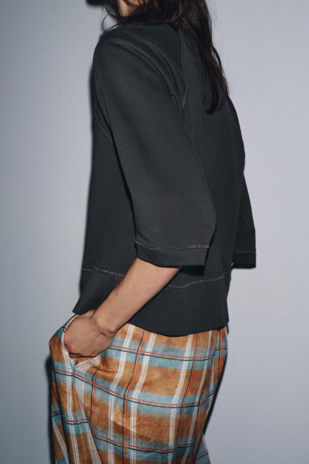 PANTALON BOUFFANT À CARREAUX EN RAMIE ZW COLLECTION