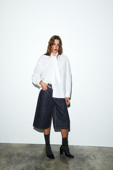 CHEMISE EN POPELINE AVEC CRAVATE