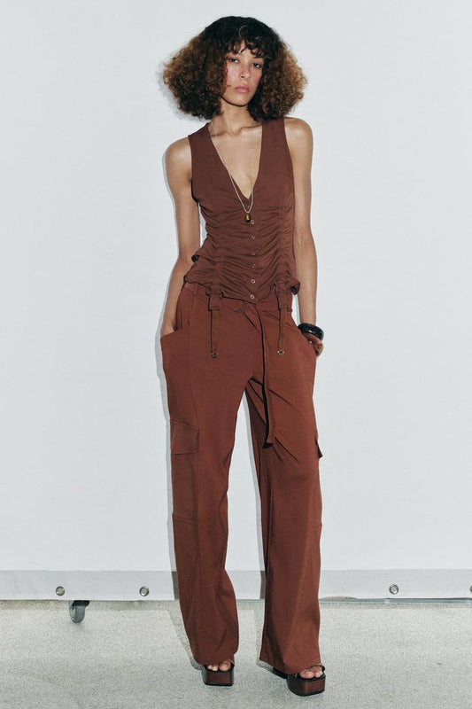 PANTALON CARGO DÉCONTRACTÉ AVEC CEINTURE