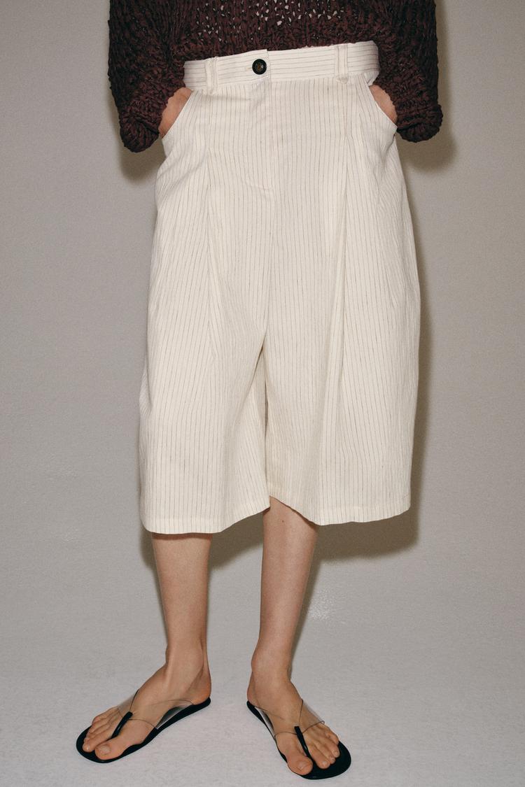 SHORT À RAYURES ET PINCES ZW COLLECTION