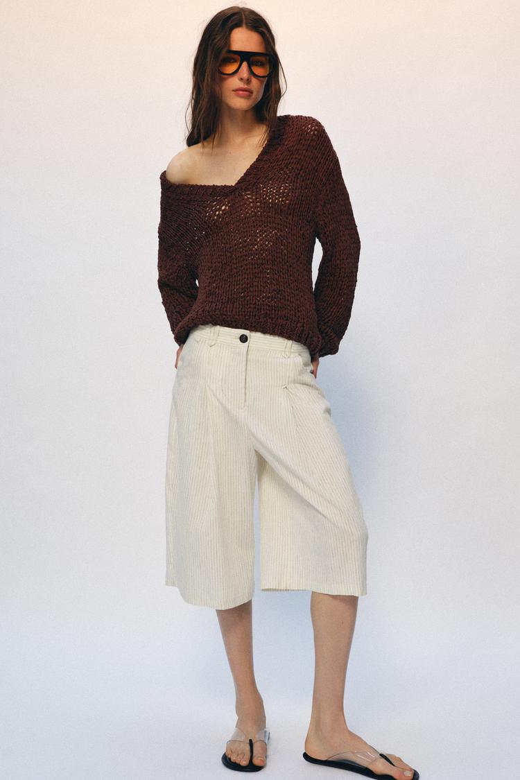 SHORT À RAYURES ET PINCES ZW COLLECTION