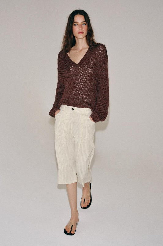 SHORT À RAYURES ET PINCES ZW COLLECTION