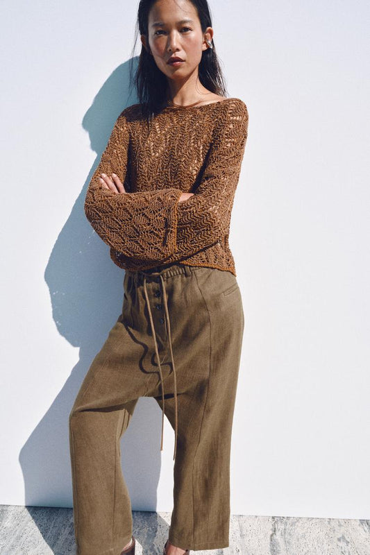 PANTALON EN MÉLANGE DE LIN ZW COLLECTION