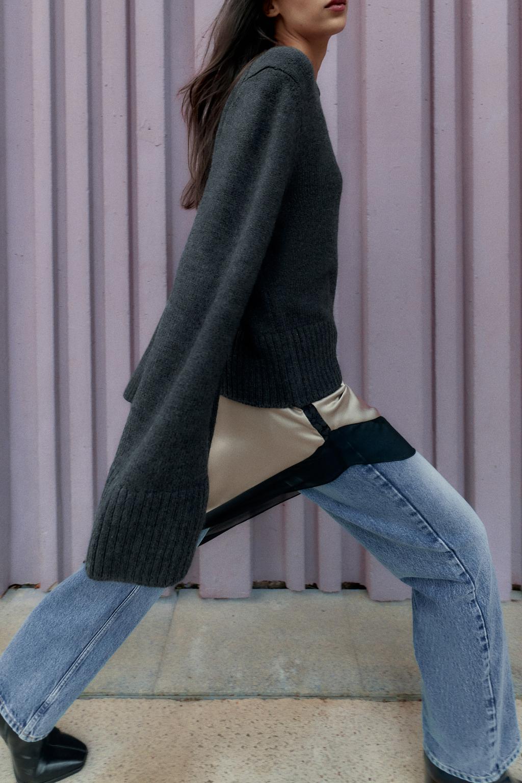 ROBE MI-LONGUE SATINÉE ASYMÉTRIQUE