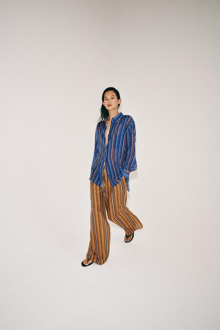 PANTALON STYLE PYJAMA À RAYURES ZW COLLECTION