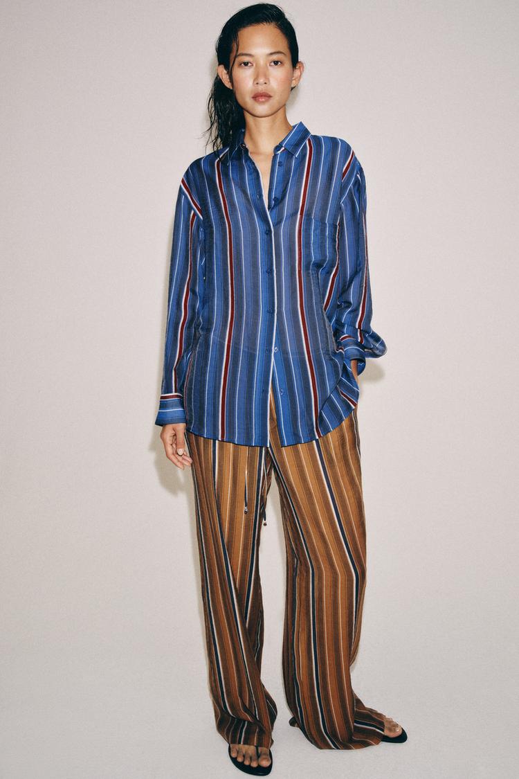 PANTALON STYLE PYJAMA À RAYURES ZW COLLECTION