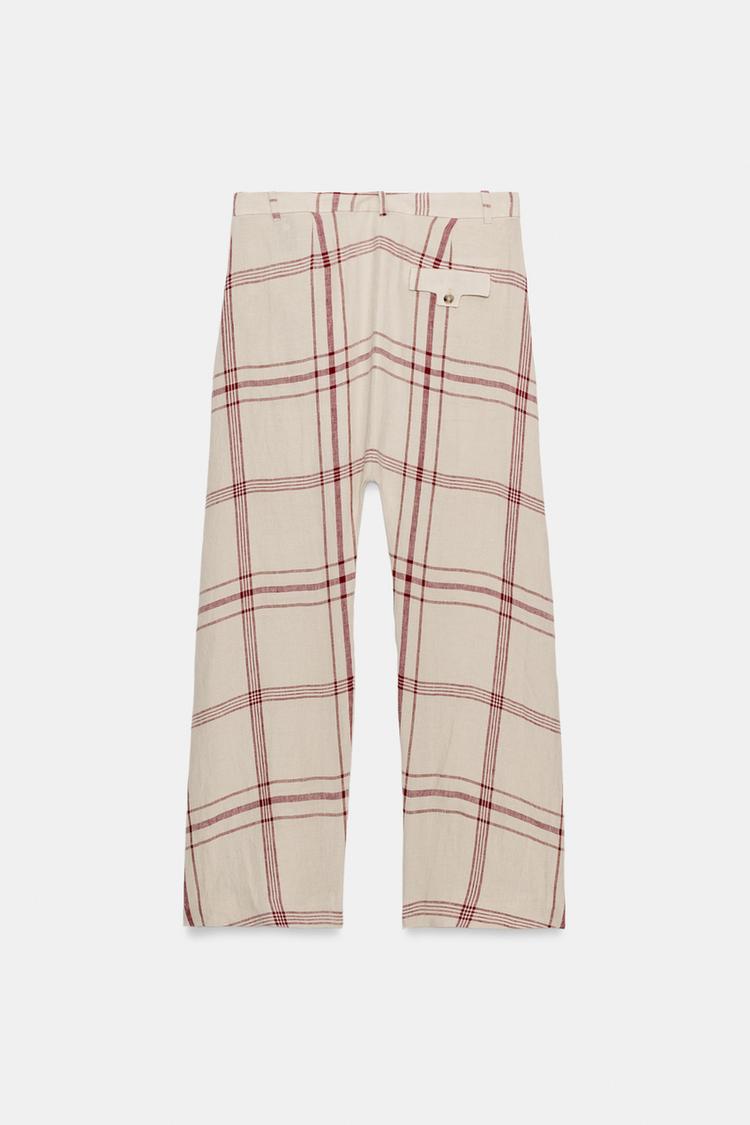 PANTALON BAGGY À CARREAUX LIN ZW COLLECTION