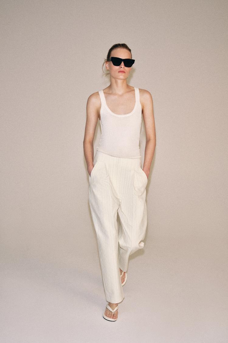 PANTALON BARREL À RAYURES ZW COLLECTION