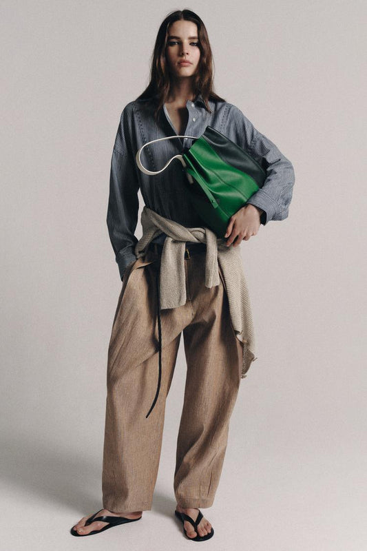 PANTALON À PINCES AVEC LIN ZW COLLECTION