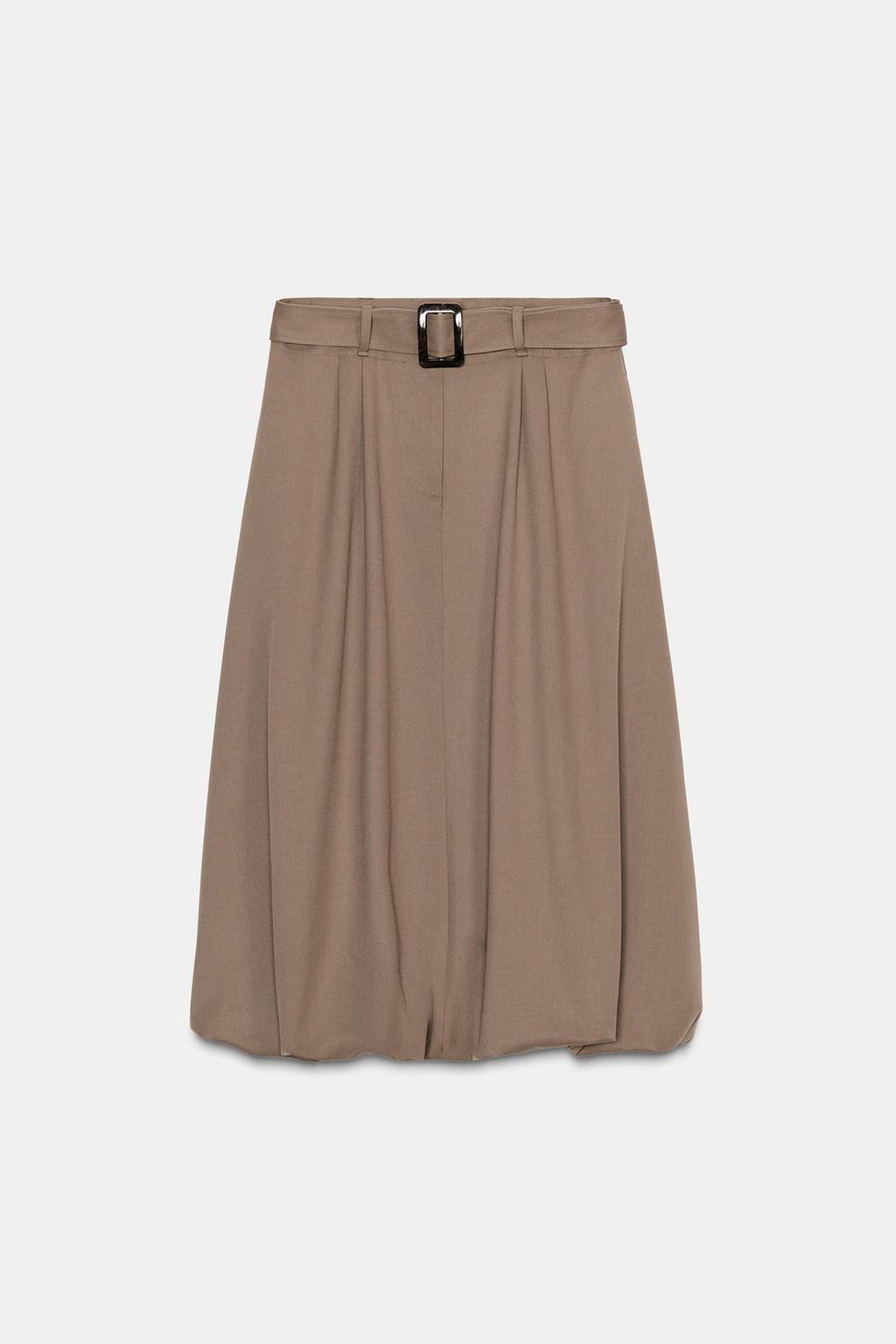 JUPE MIDI À CEINTURE ET COUPE BALLON