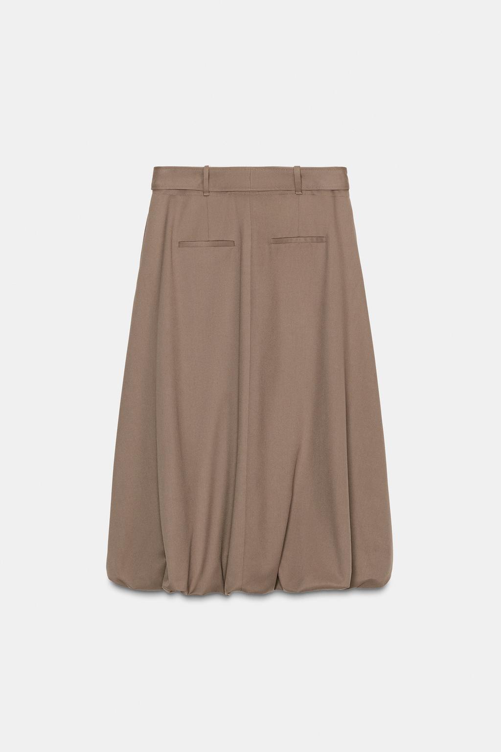 JUPE MIDI À CEINTURE ET COUPE BALLON