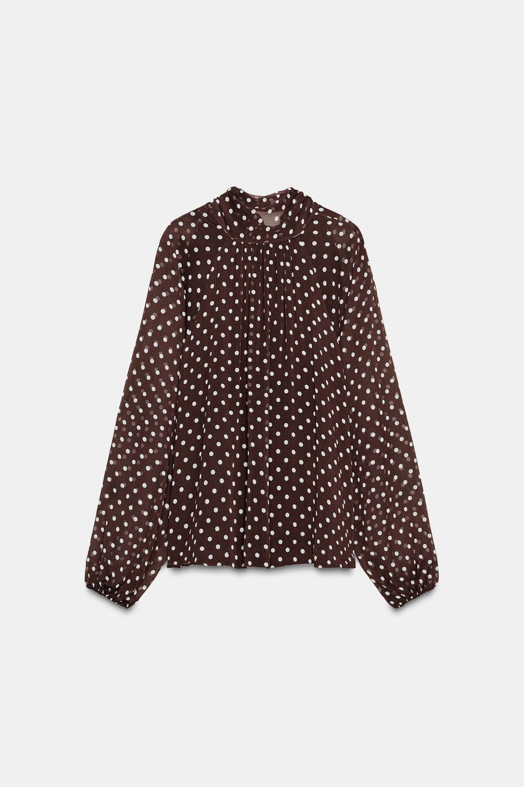 BLOUSE À POIS AVEC NŒUD