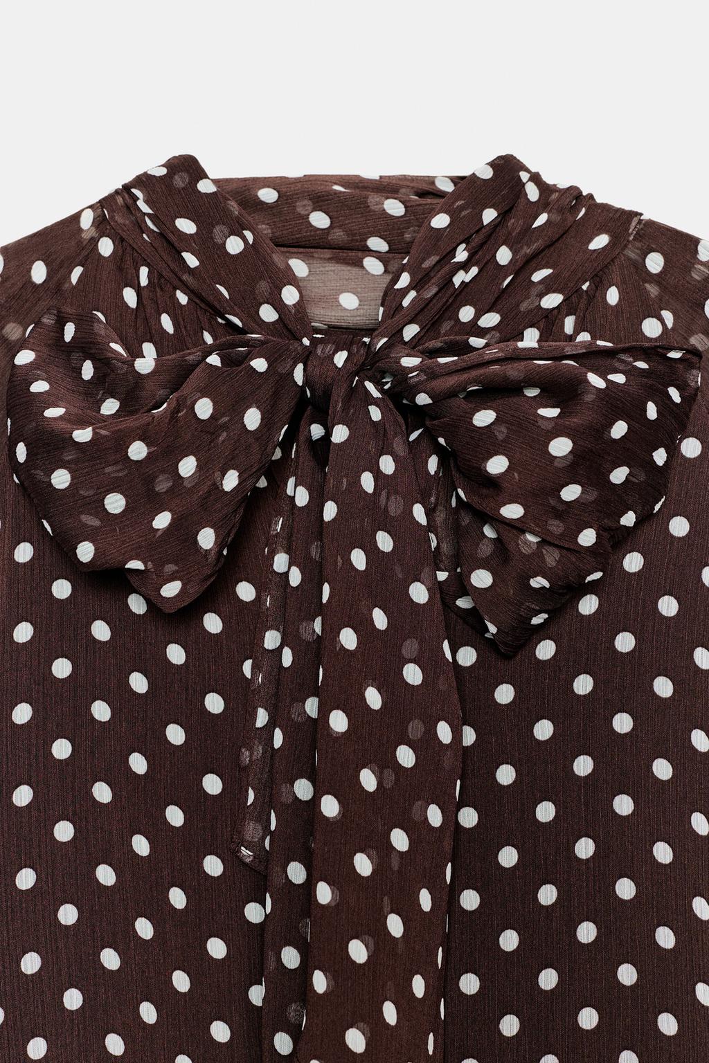 BLOUSE À POIS AVEC NŒUD