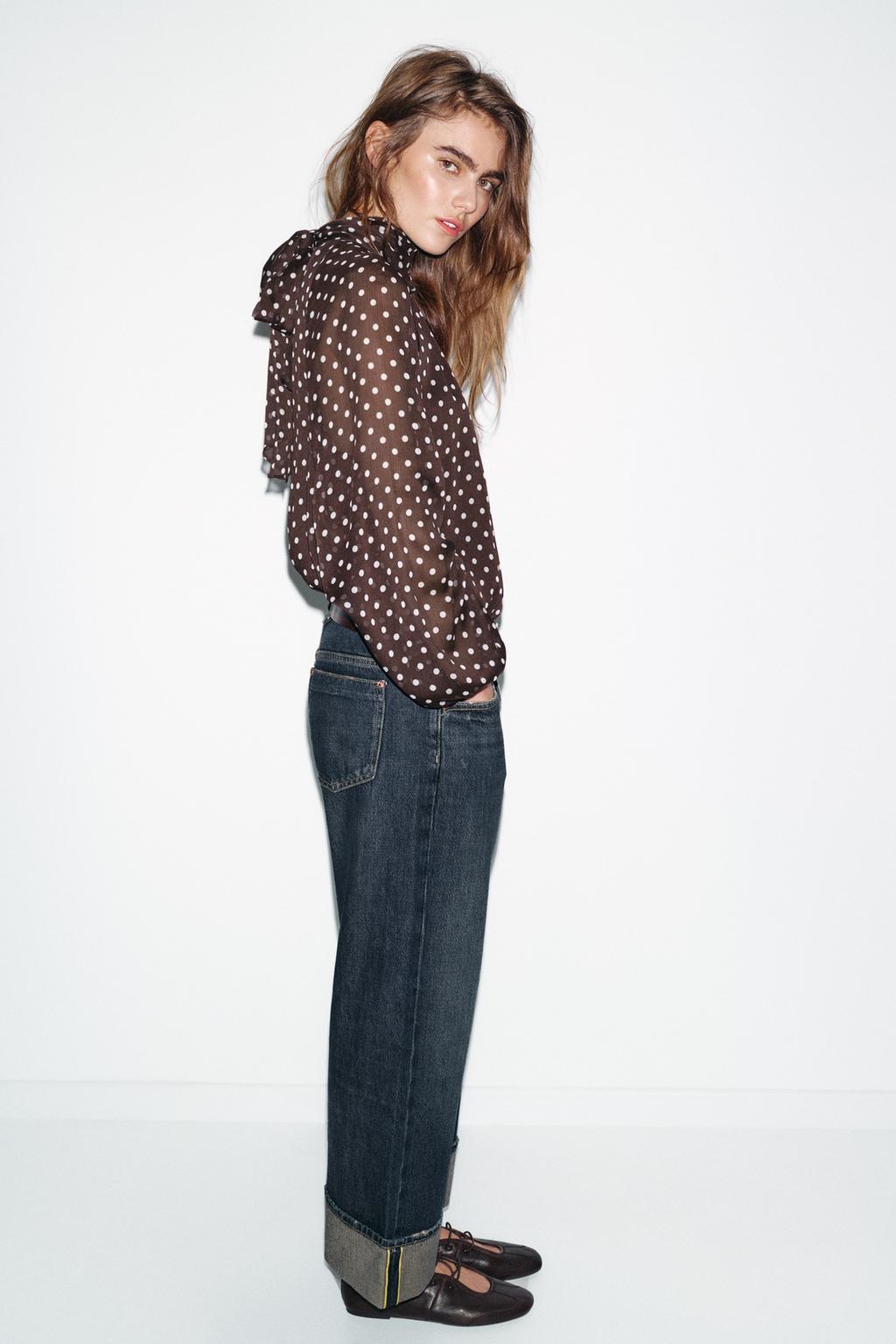 BLOUSE À POIS AVEC NŒUD