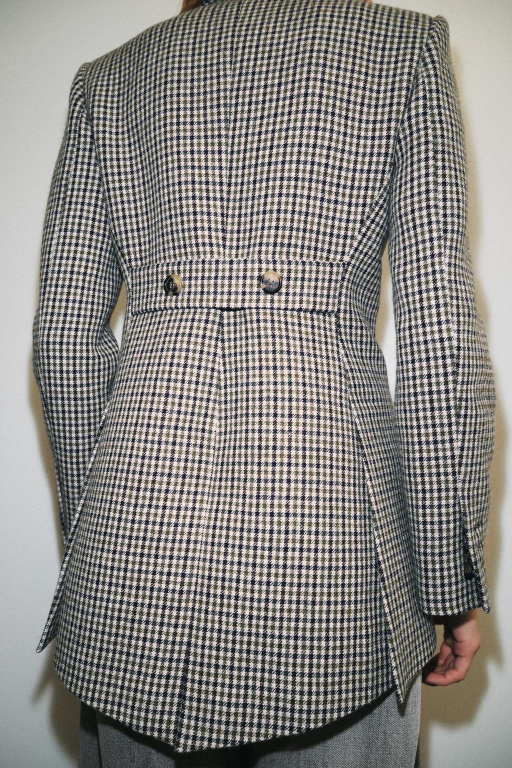 BLAZER ASYMÉTRIQUE À CARREAUX AVEC LAINE ZW COLLECTION LIMITED EDITION