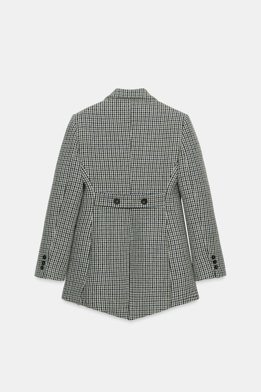 BLAZER ASYMÉTRIQUE À CARREAUX AVEC LAINE ZW COLLECTION LIMITED EDITION