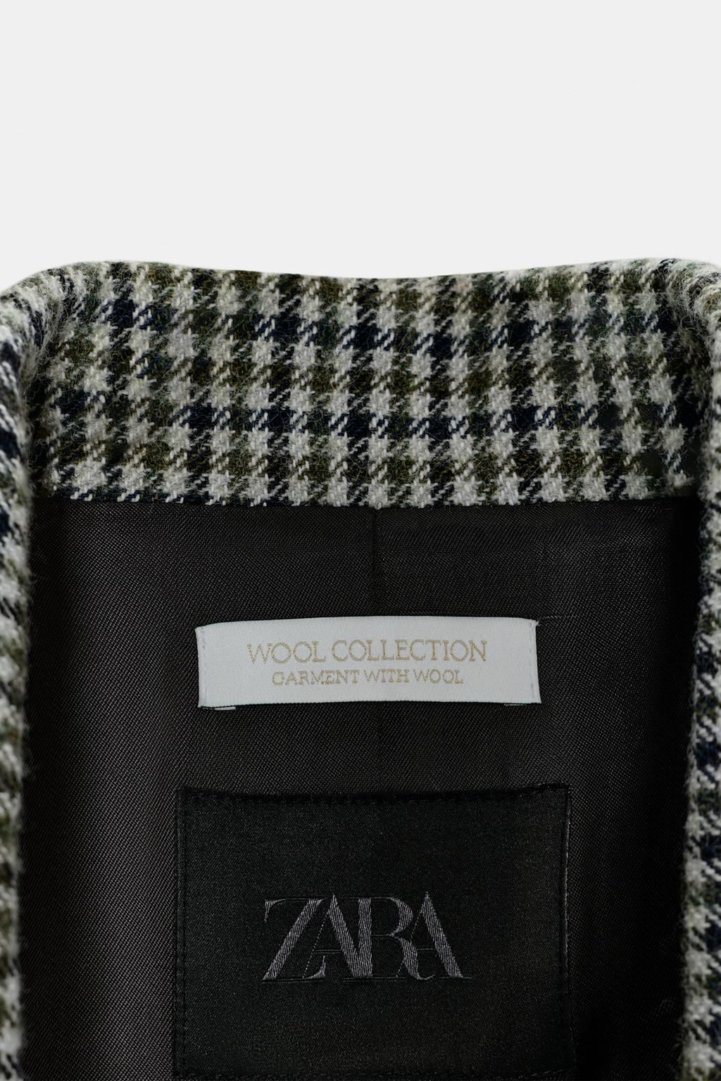 BLAZER ASYMÉTRIQUE À CARREAUX AVEC LAINE ZW COLLECTION LIMITED EDITION