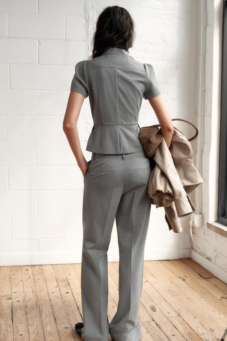 PINSTRIPE TOP WITH BUTTONS