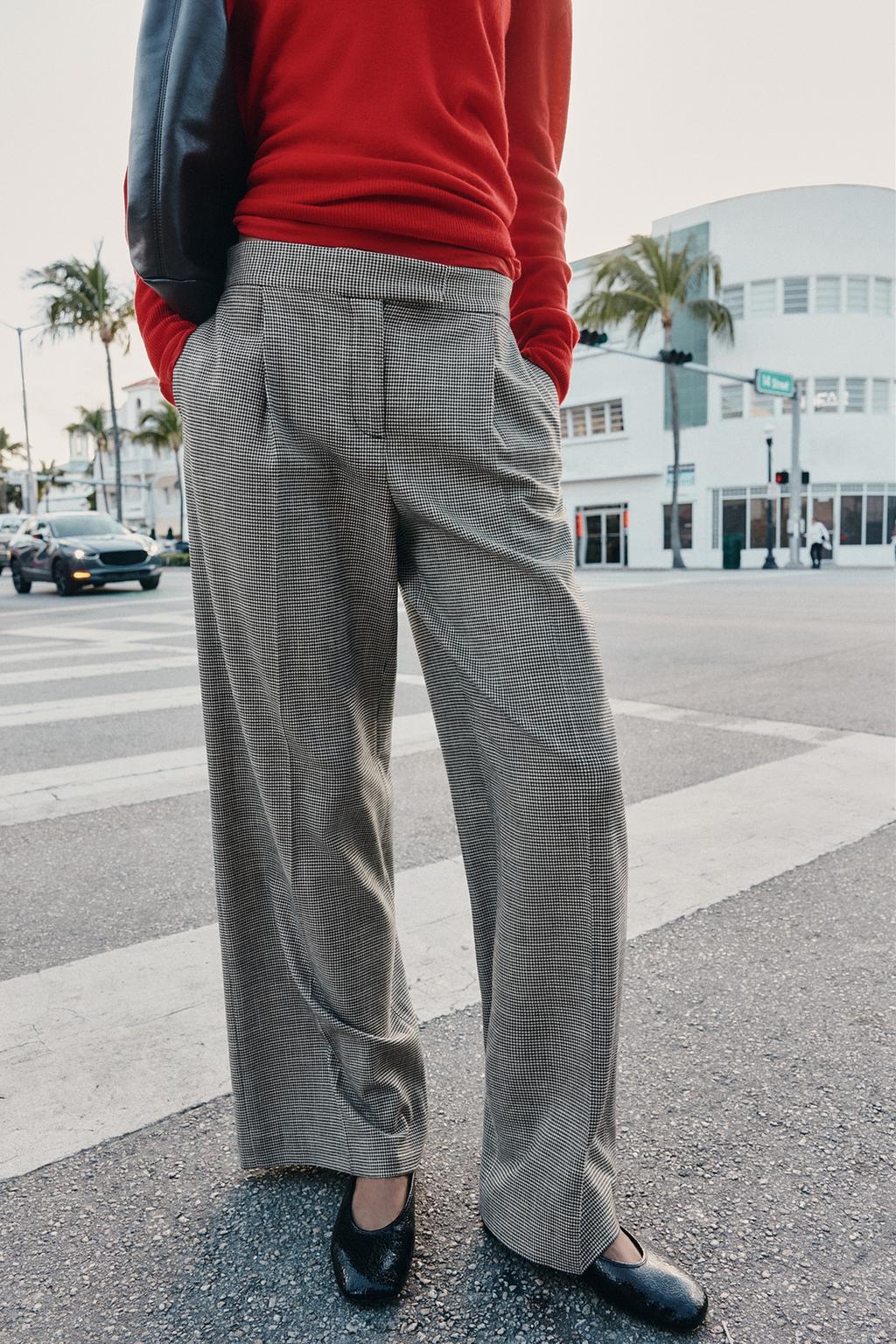 PANTALON LARGE PIED-DE-POULE