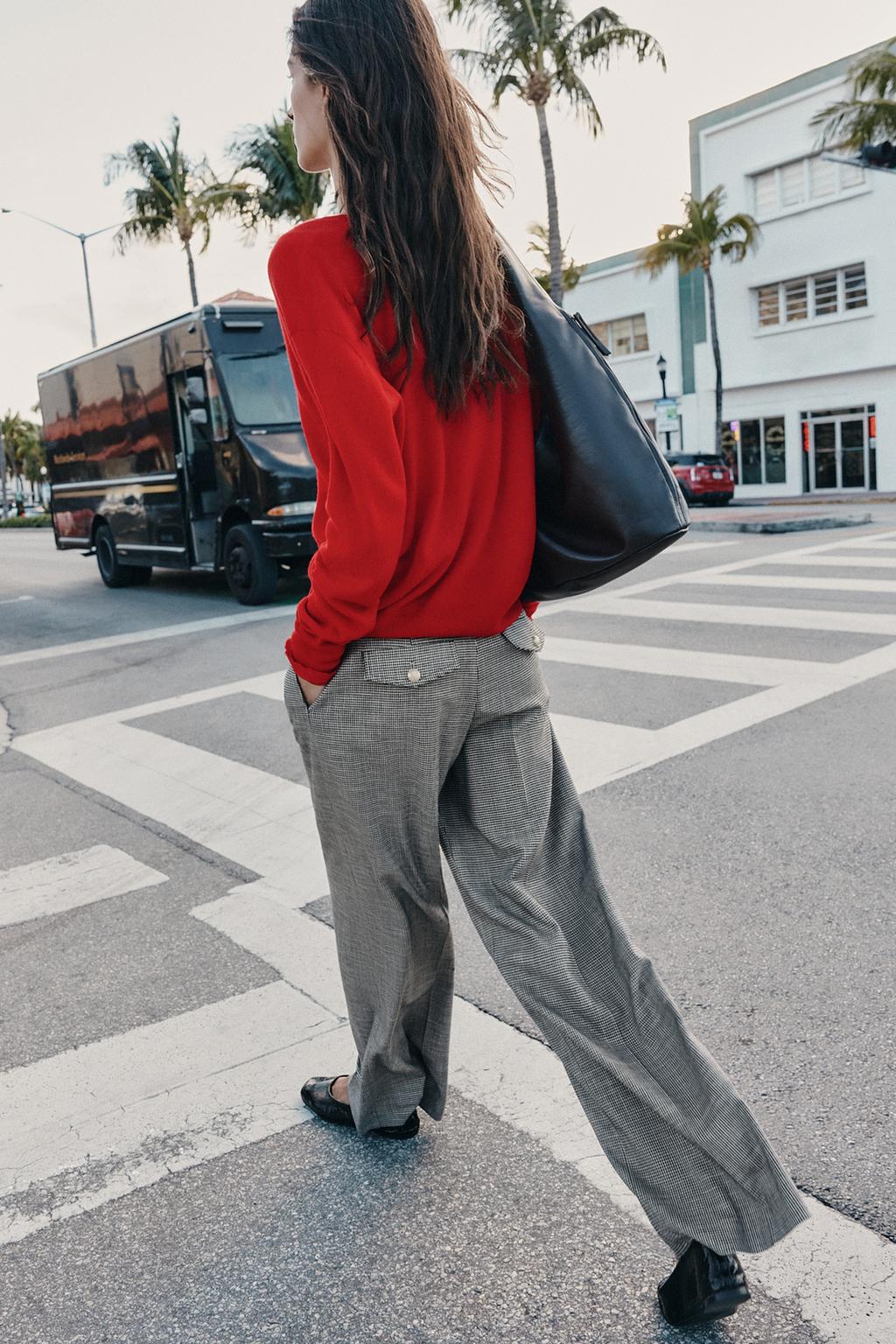 PANTALON LARGE PIED-DE-POULE