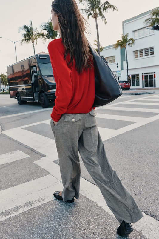 PANTALON LARGE PIED-DE-POULE