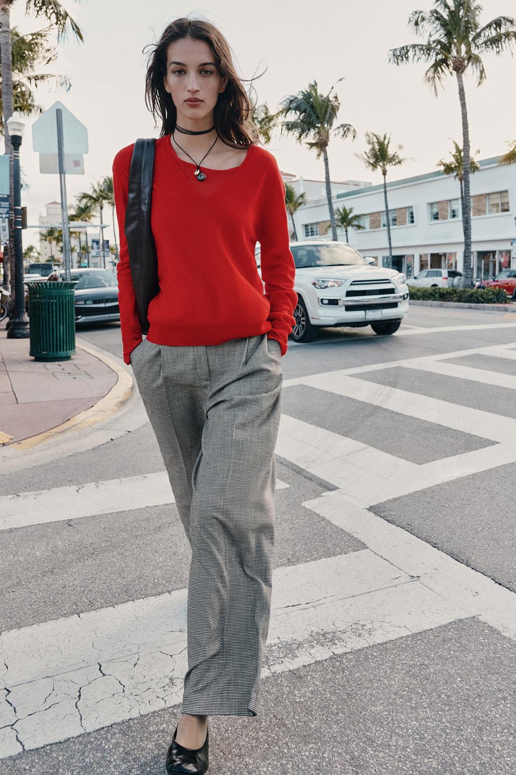 PANTALON LARGE PIED-DE-POULE