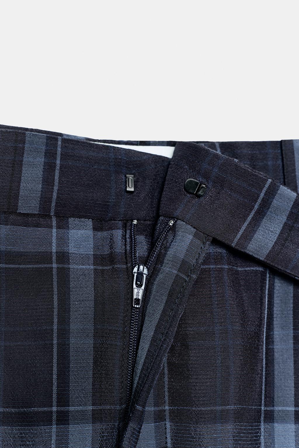 PANTALON À JAMBES LARGES À CARREAUX ZW COLLECTION