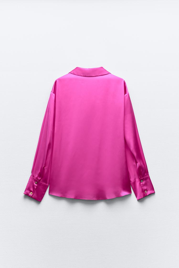 Chemise Basique Satinée Fuchsia Clair