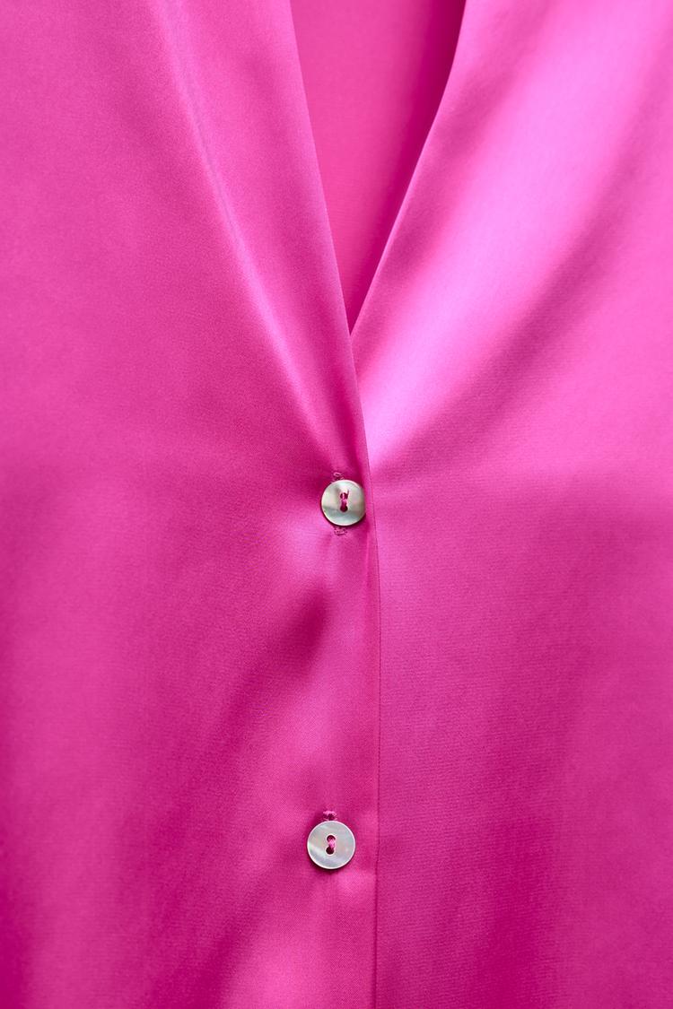 Chemise Basique Satinée Fuchsia Clair