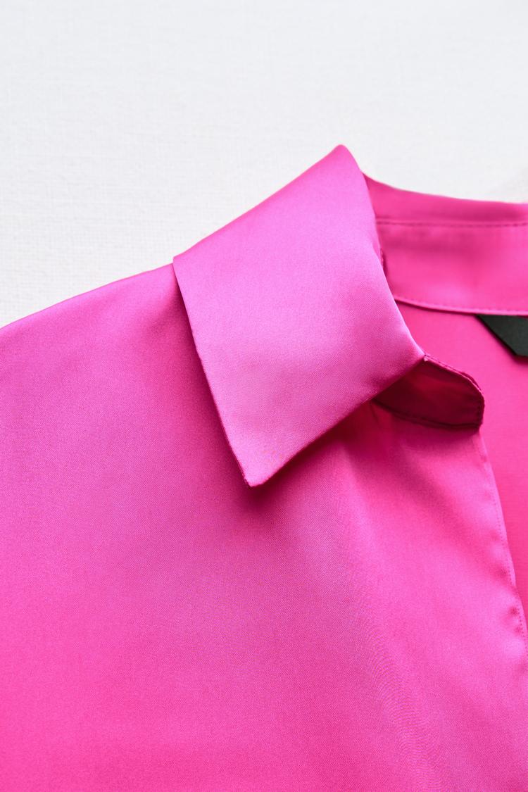 Chemise Basique Satinée Fuchsia Clair