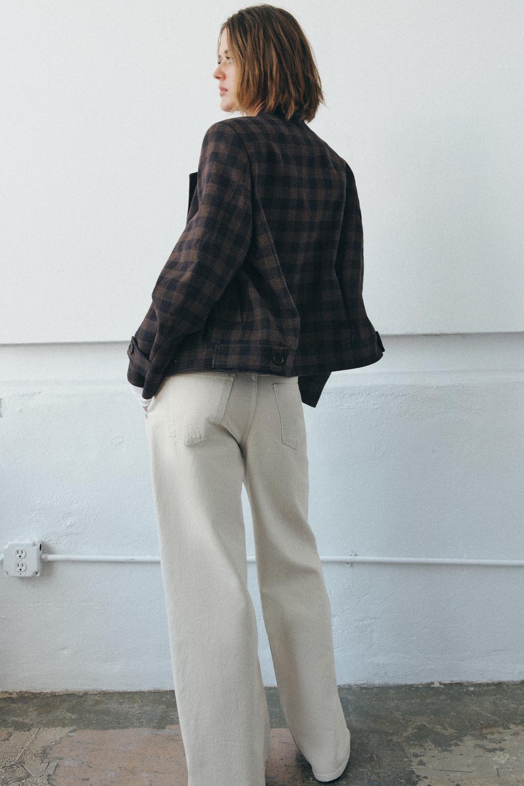 VESTE À CARREAUX À BOUTONNAGE CROISÉ ZW COLLECTION