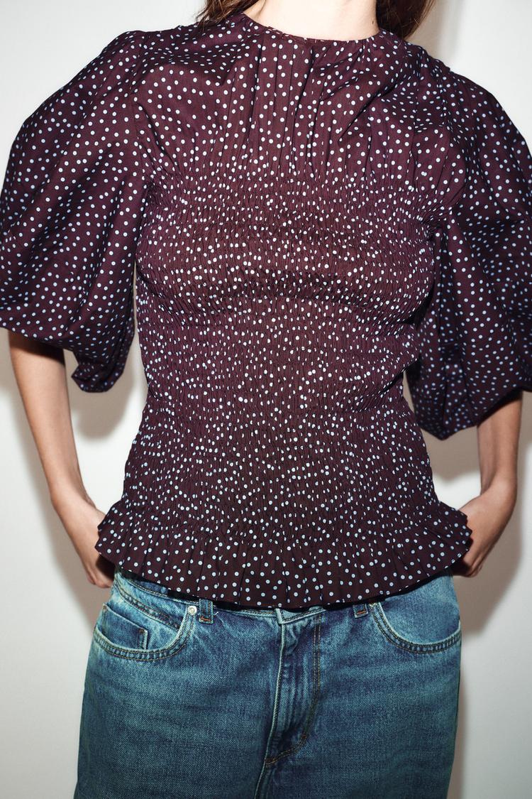 BLOUSE À POIS MANCHES BALLON